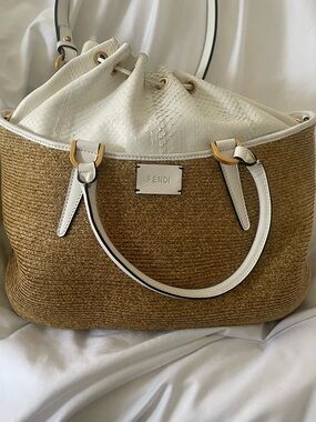 Fendi White & Tan Tote Authentic